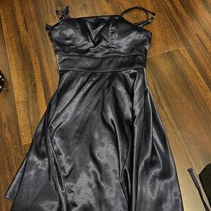 Satin mini navy dress